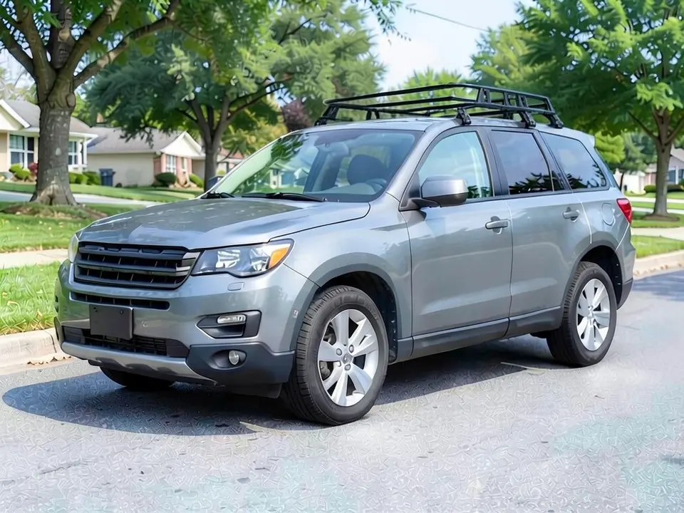 AI-drawn sample: the same gray SUV with a black open-frame roof rack