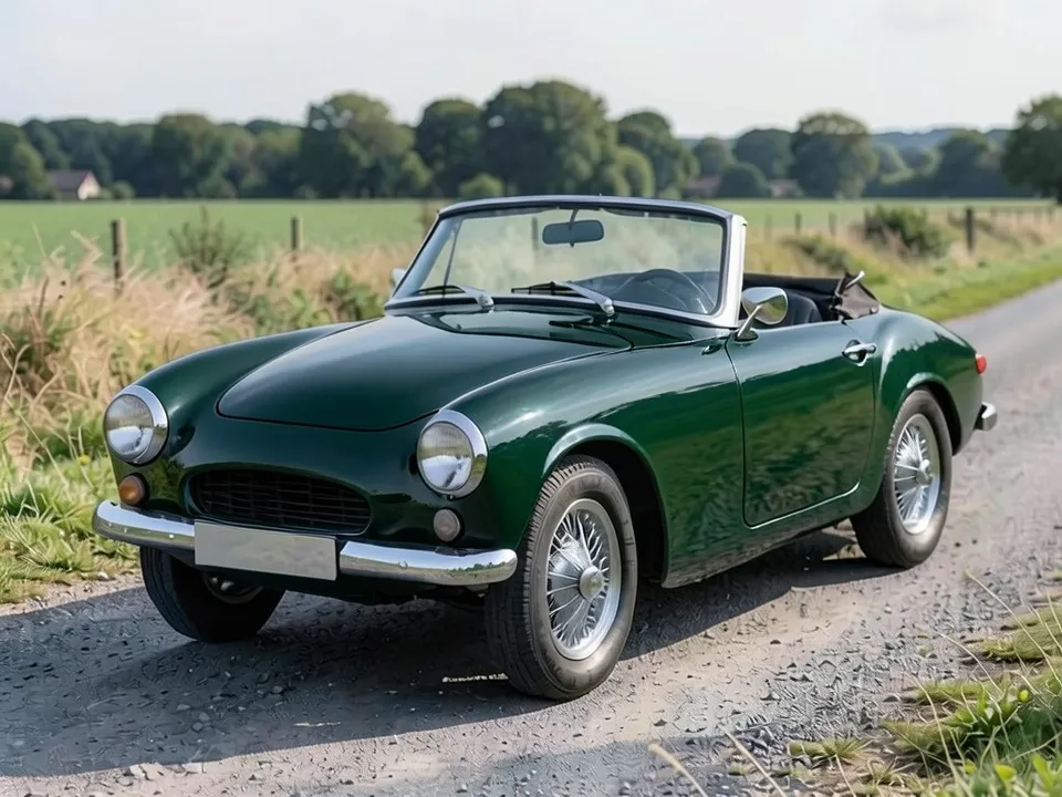 AI-drawn sample: the same roadster in British racing green paint