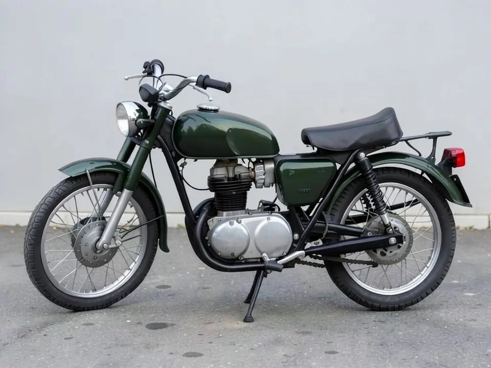 AI-drawn sample: the same motorcycle with a short black solo seat hump