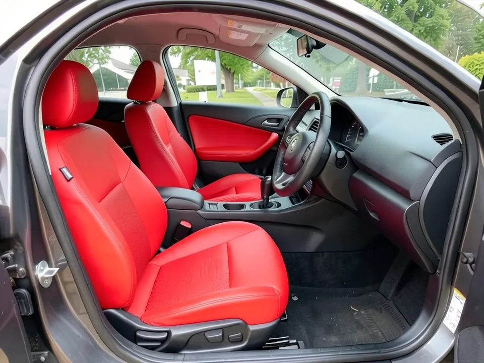 AI-drawn sample: the same seats in bright red leather