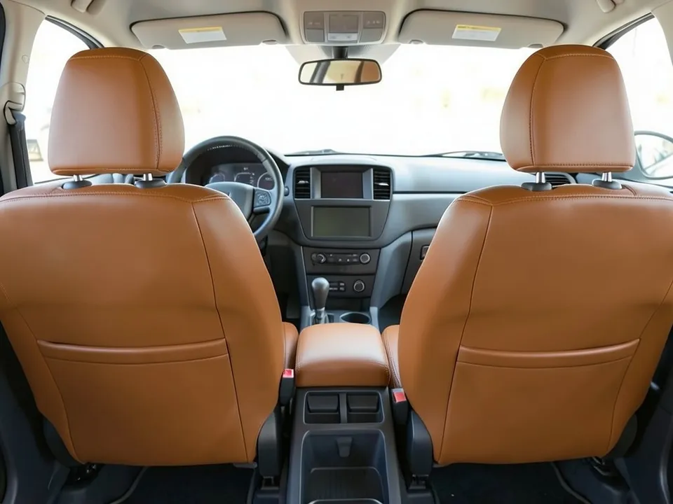 AI-drawn sample: the same seats and armrest in warm tan leather