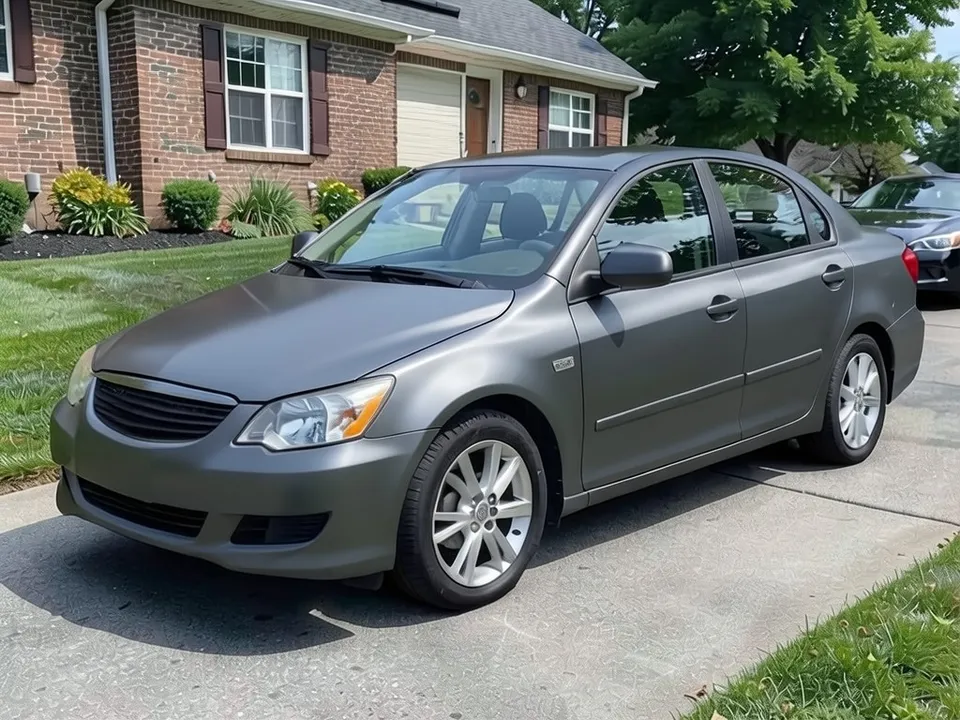 AI-drawn sample: the same sedan in a satin medium gray wrap