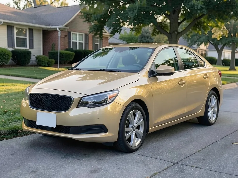 AI-drawn sample: the same sedan in champagne metallic paint