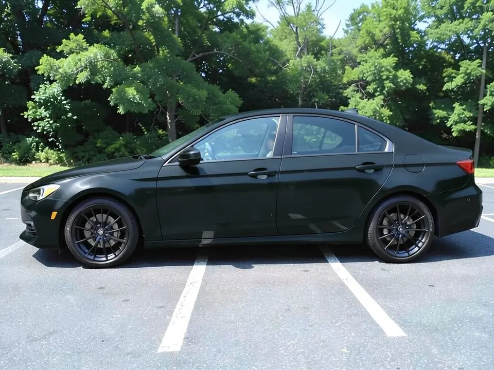 AI-drawn sample: the same sedan with a very dark, almost black wrap look