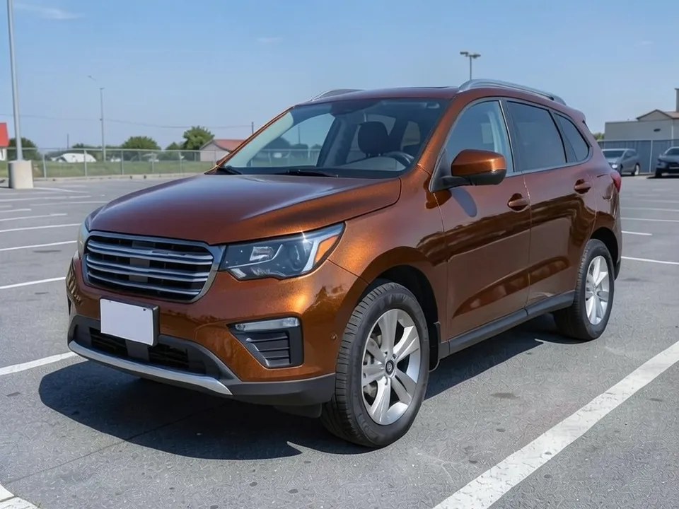 AI-drawn sample: the same SUV in dark burnt copper metallic paint
