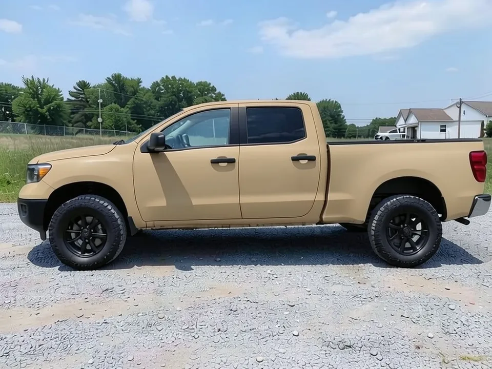 AI-drawn sample: the same pickup in a flat desert tan