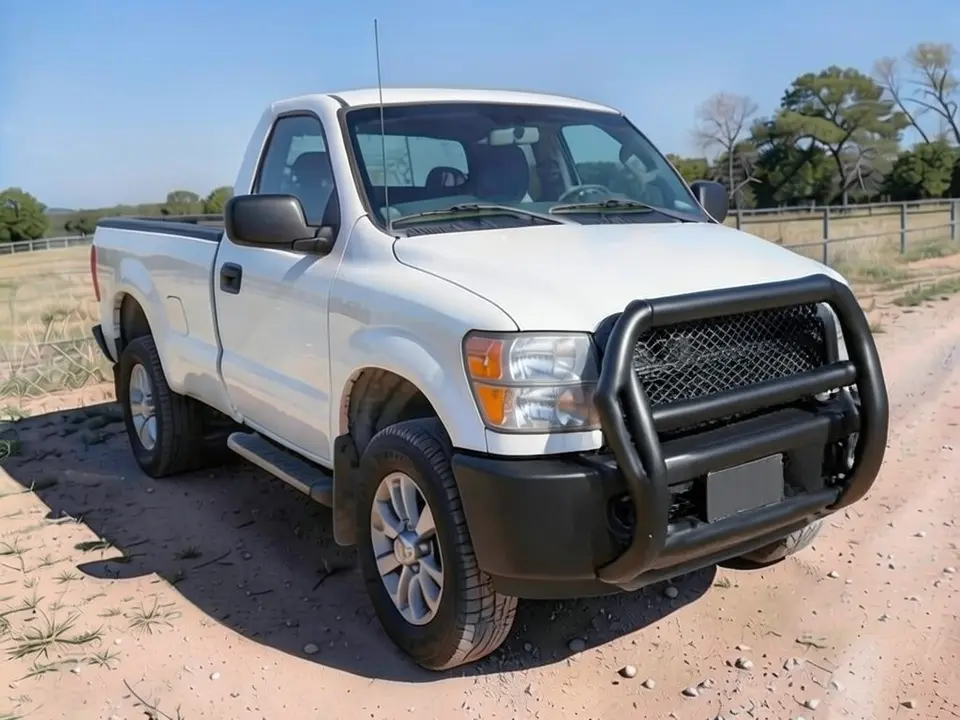 AI-drawn sample: the same pickup with a black tubular guard in front of the grille