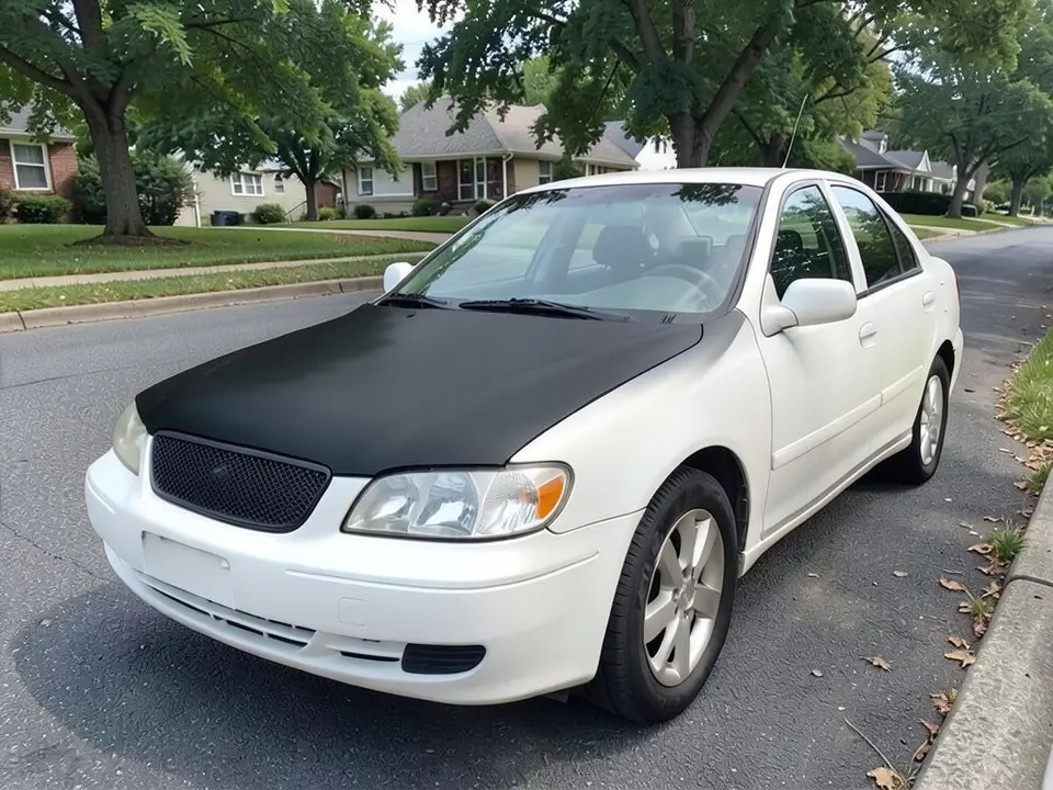 AI-drawn sample: the same sedan with a matte black hood