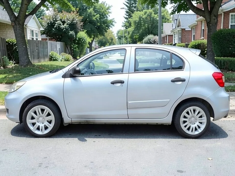 AI-drawn sample: the same hatchback with silver full wheel covers