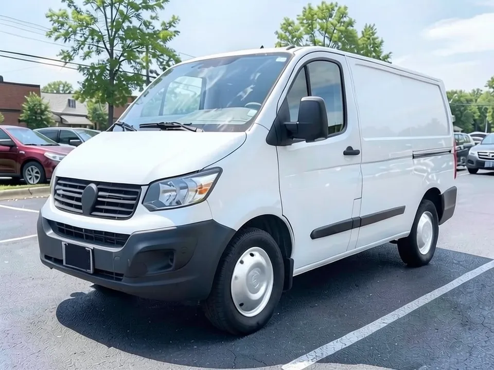 AI-drawn sample: the same van with plain silver wheel covers