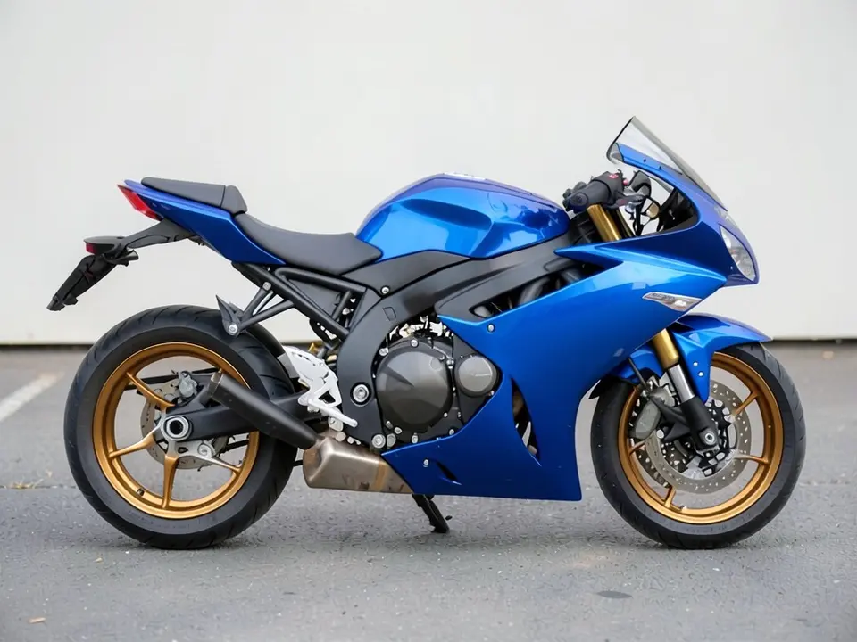AI-drawn sample: the same sport bike with bronze wheels