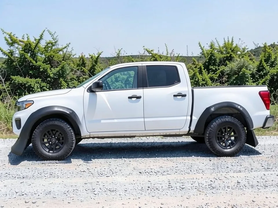 AI-drawn sample: the same pickup with black rubber mud flaps behind the wheels