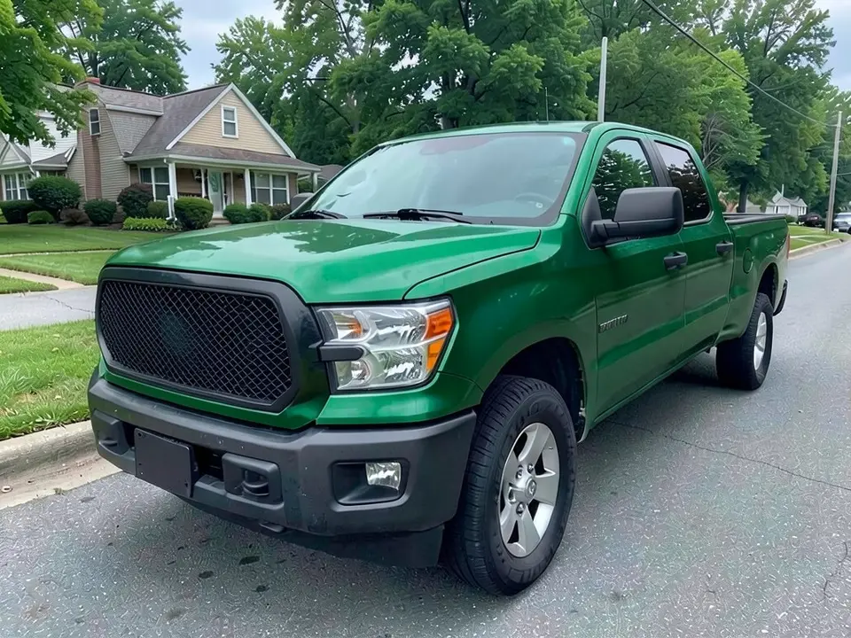 AI-drawn sample: the same truck wrapped in dark green