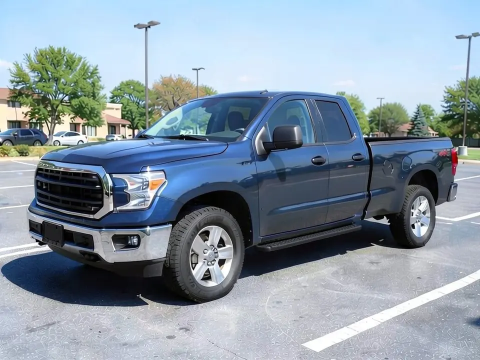 AI-drawn sample: the same pickup with a black flat side step under the doors; the bed is still open