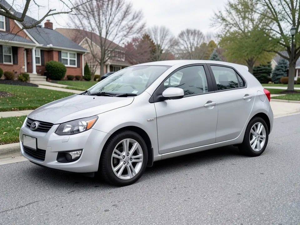 AI-generated sample: silver hatchback in a three-quarter view with a bare smooth roof