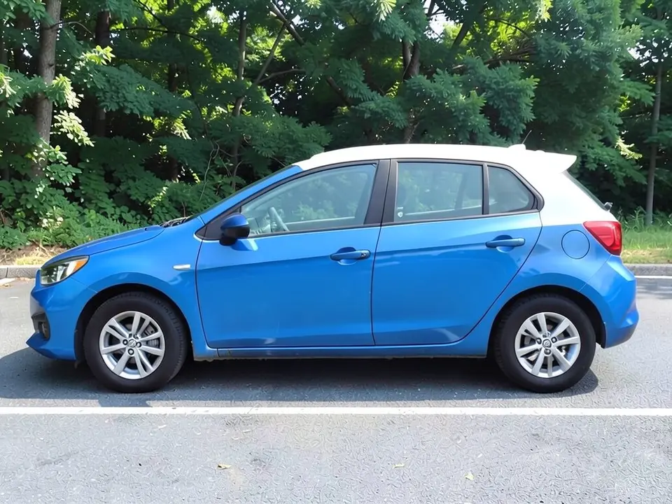 AI-drawn sample: the same blue hatchback with a white roof
