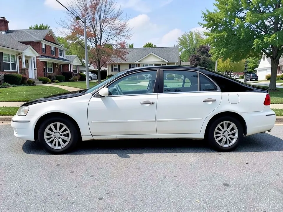 AI-drawn sample: the same white sedan with a gloss black roof
