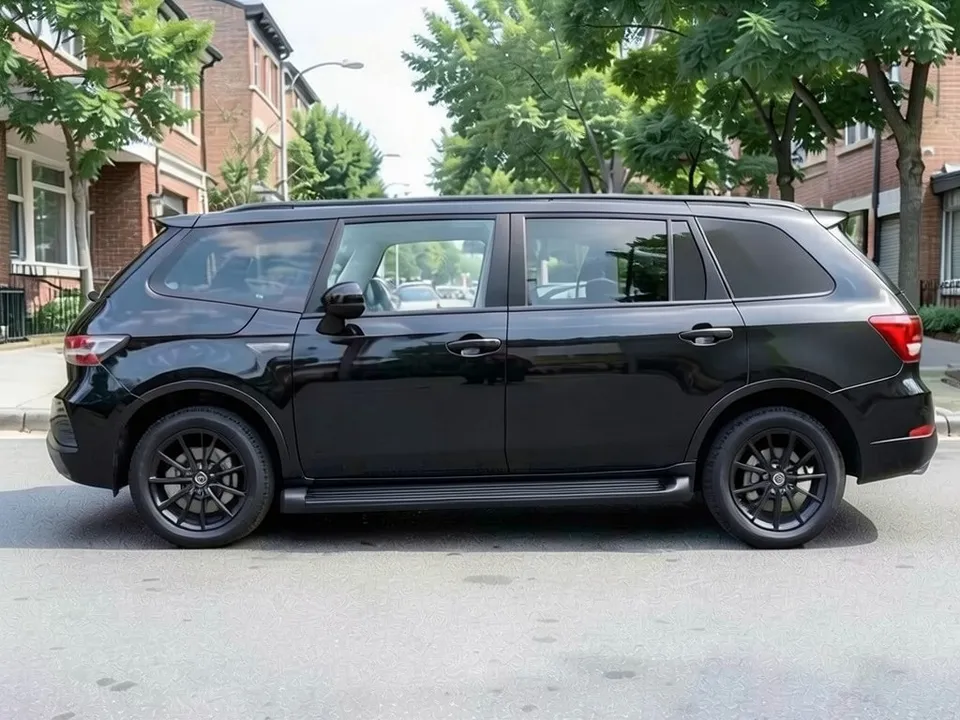 AI-drawn sample: the same SUV with flat black running boards between the wheels