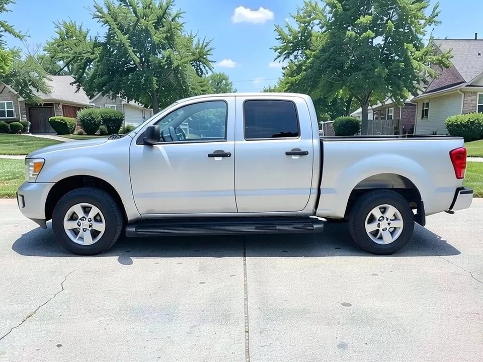 AI-drawn sample: the same pickup with flat black running boards under the cab doors