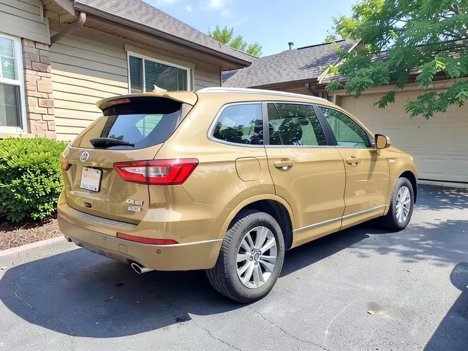 AI-drawn sample: the same SUV wrapped in sand tan