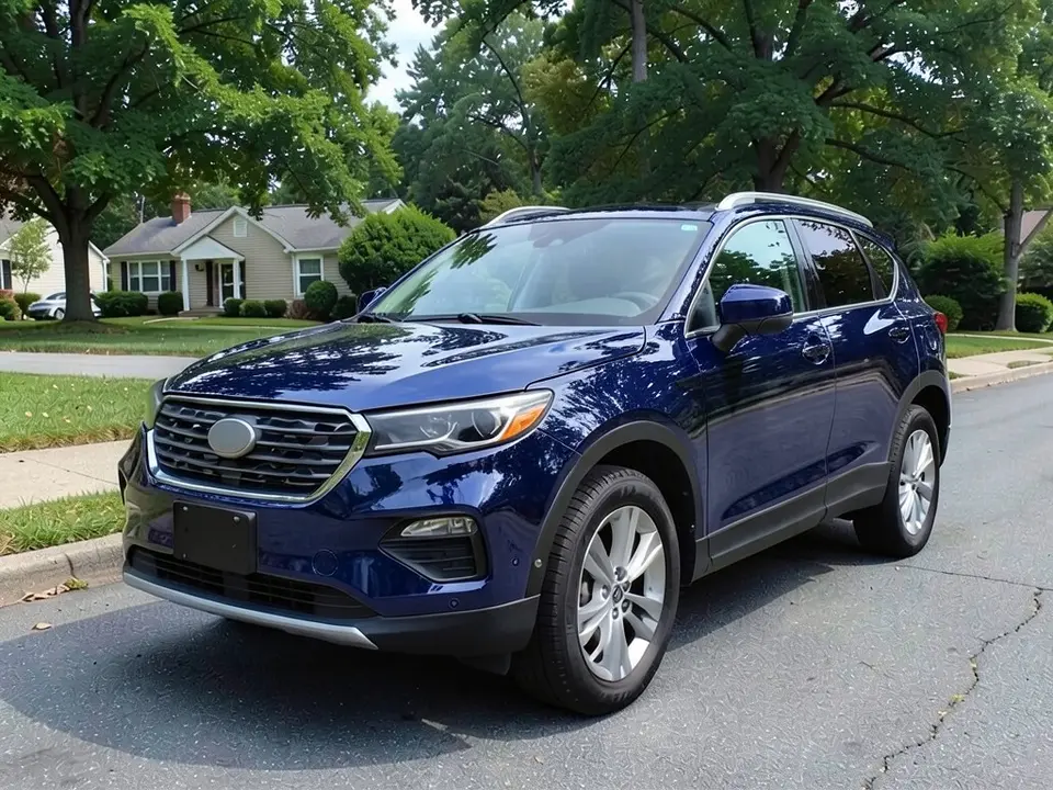 AI-drawn sample: the same SUV wrapped in midnight blue