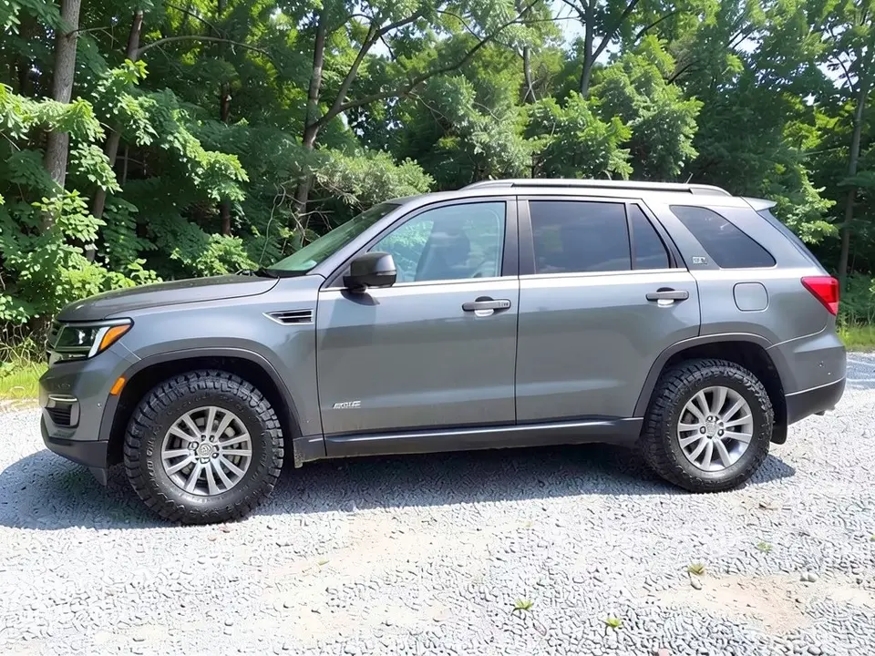 AI-drawn sample: the same gray SUV with larger, chunkier all-terrain tires