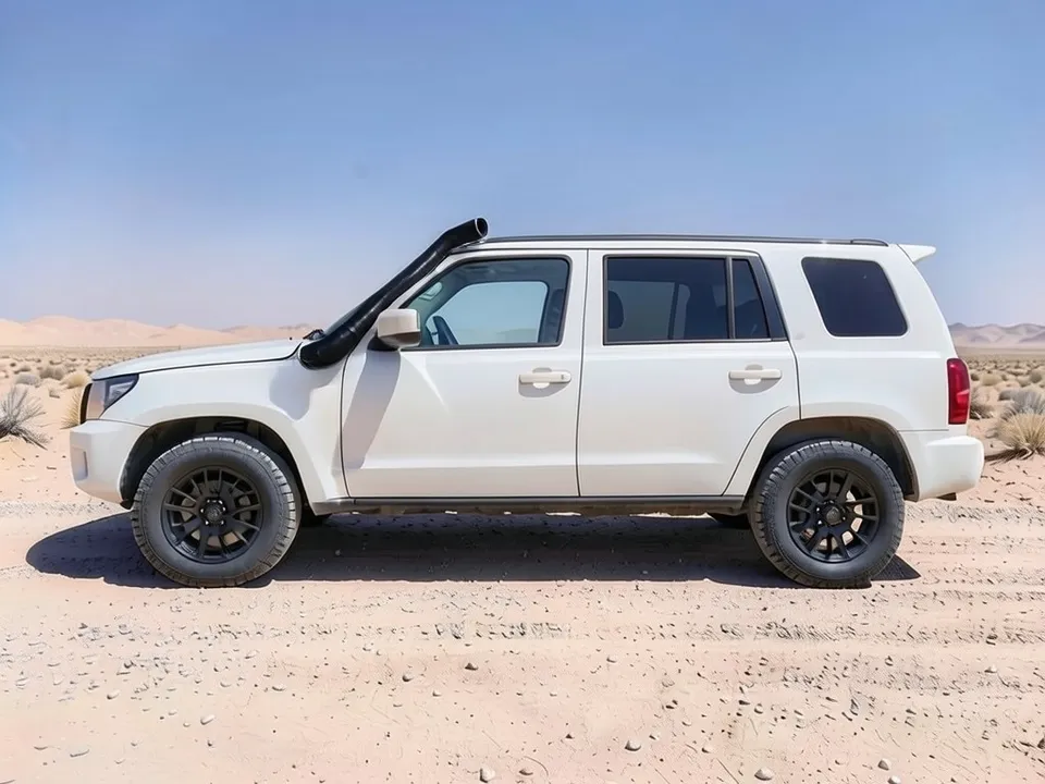 AI-drawn sample: the same SUV with a black snorkel running up the windshield pillar