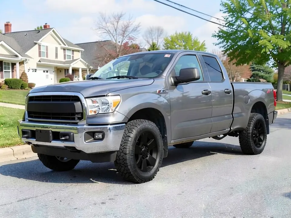 AI-drawn sample: the same gray pickup on matte black wheels