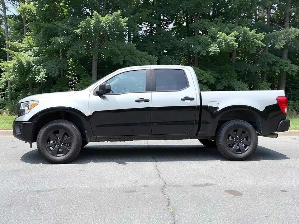 AI-drawn sample: the same pickup with a light top half and a black lower body