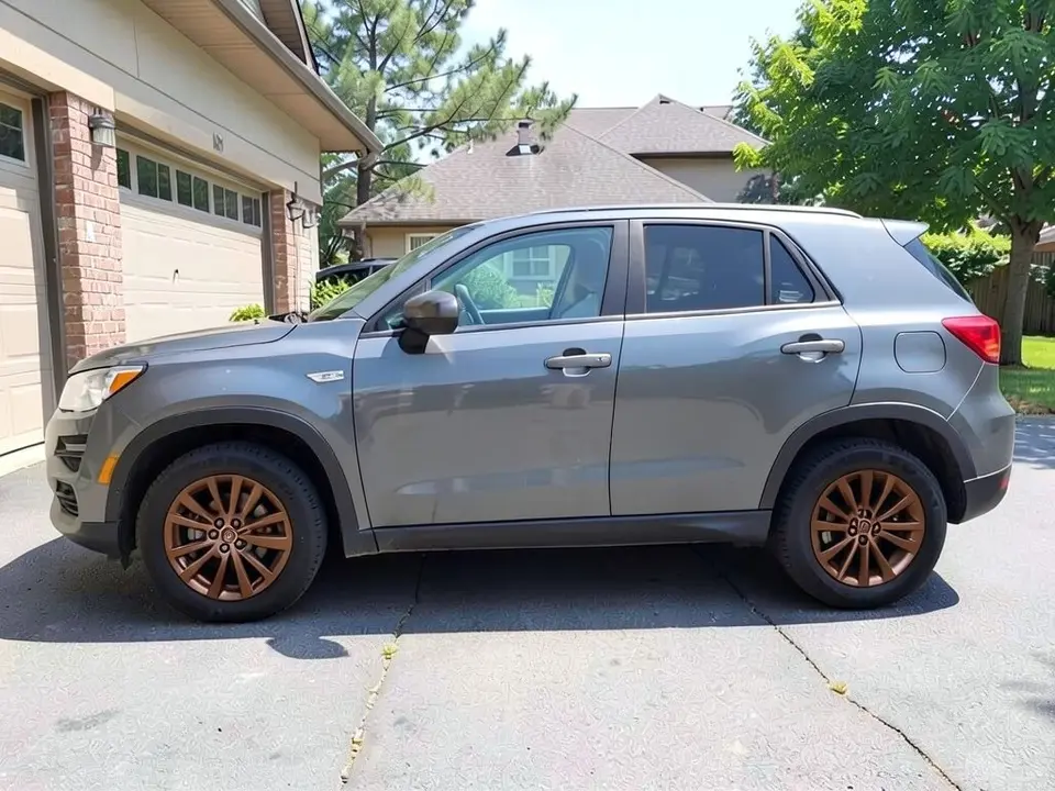 AI-drawn sample: the same gray SUV on bronze-colored multi-spoke wheels