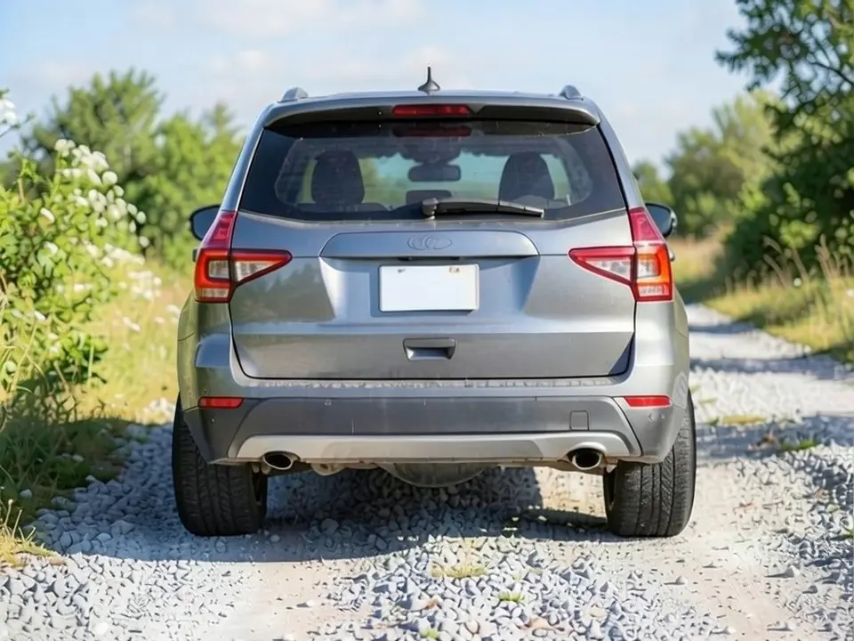 AI-drawn sample: the same SUV with the rear tires sitting slightly further out at the edges of the body