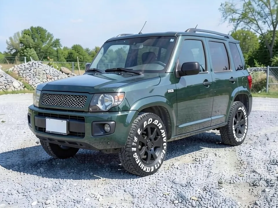 AI-drawn sample: the same SUV with white letters on the sidewalls of both visible tires